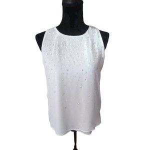 JLO SIZE XS Chiffon Sleeveless Blouse with Silver Embellishments